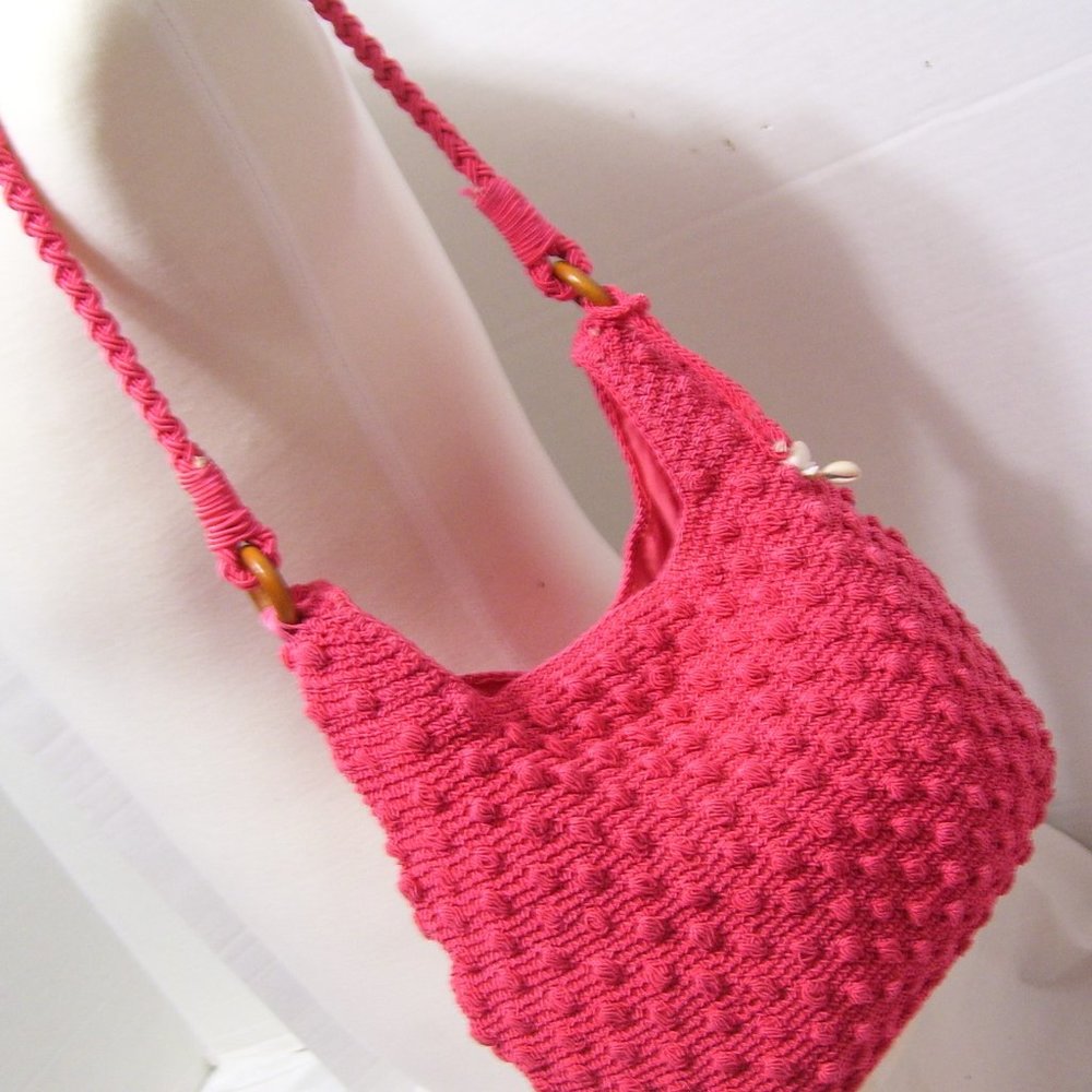 Fashion Handbag Coral Crocheted Shoulder Bag NWOT